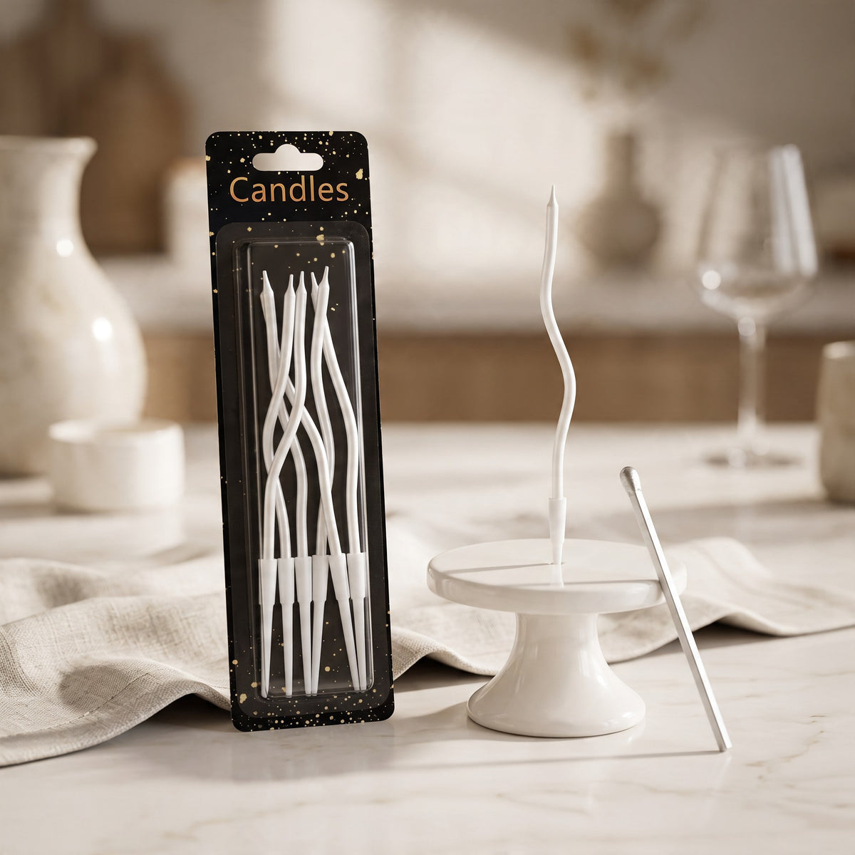 Silver Spiral Cake Candles Pack