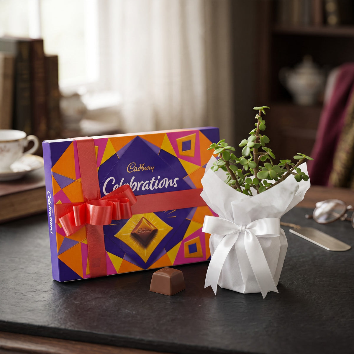 Sweet Greens Jade Plant & Celebrations Combo